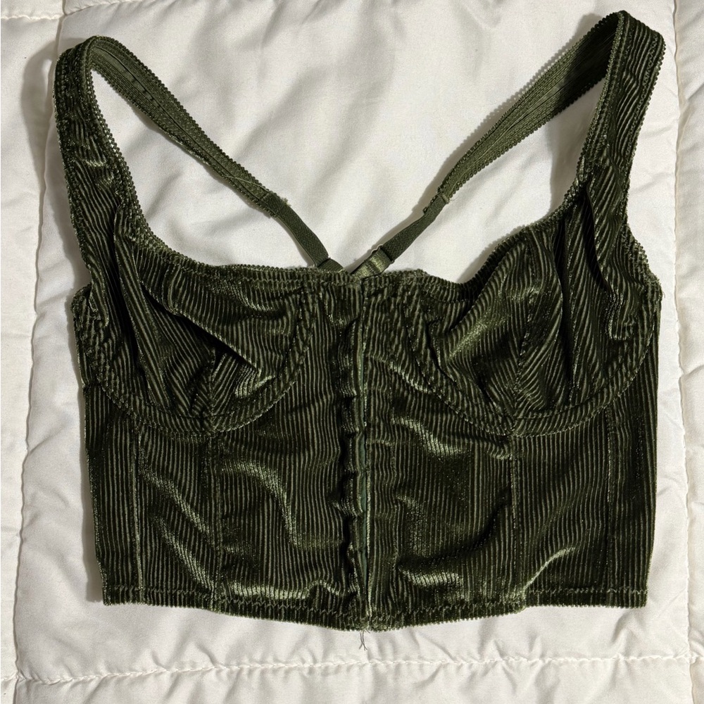 Urban Outfitters Olive Velvet Top